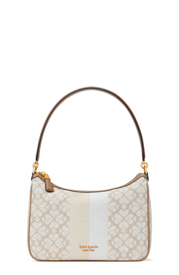 K9033-spade flower jacquard stripe sam small convertible shoulder bag-Natural Multi