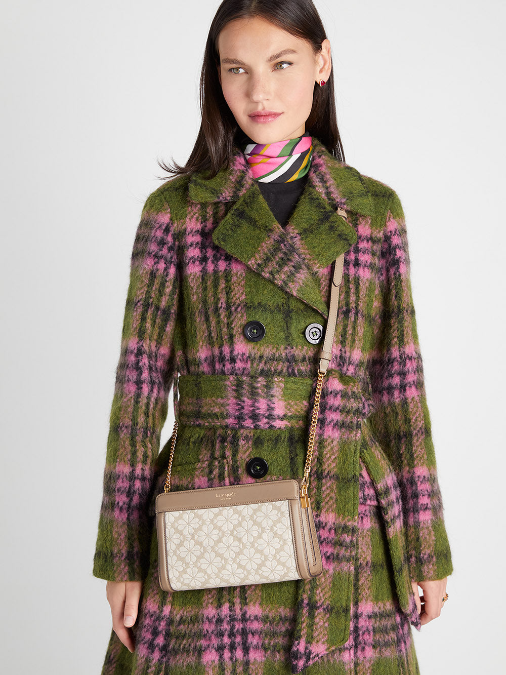 K9992-Natural Multi-spade flower jacquard medium crossbody
