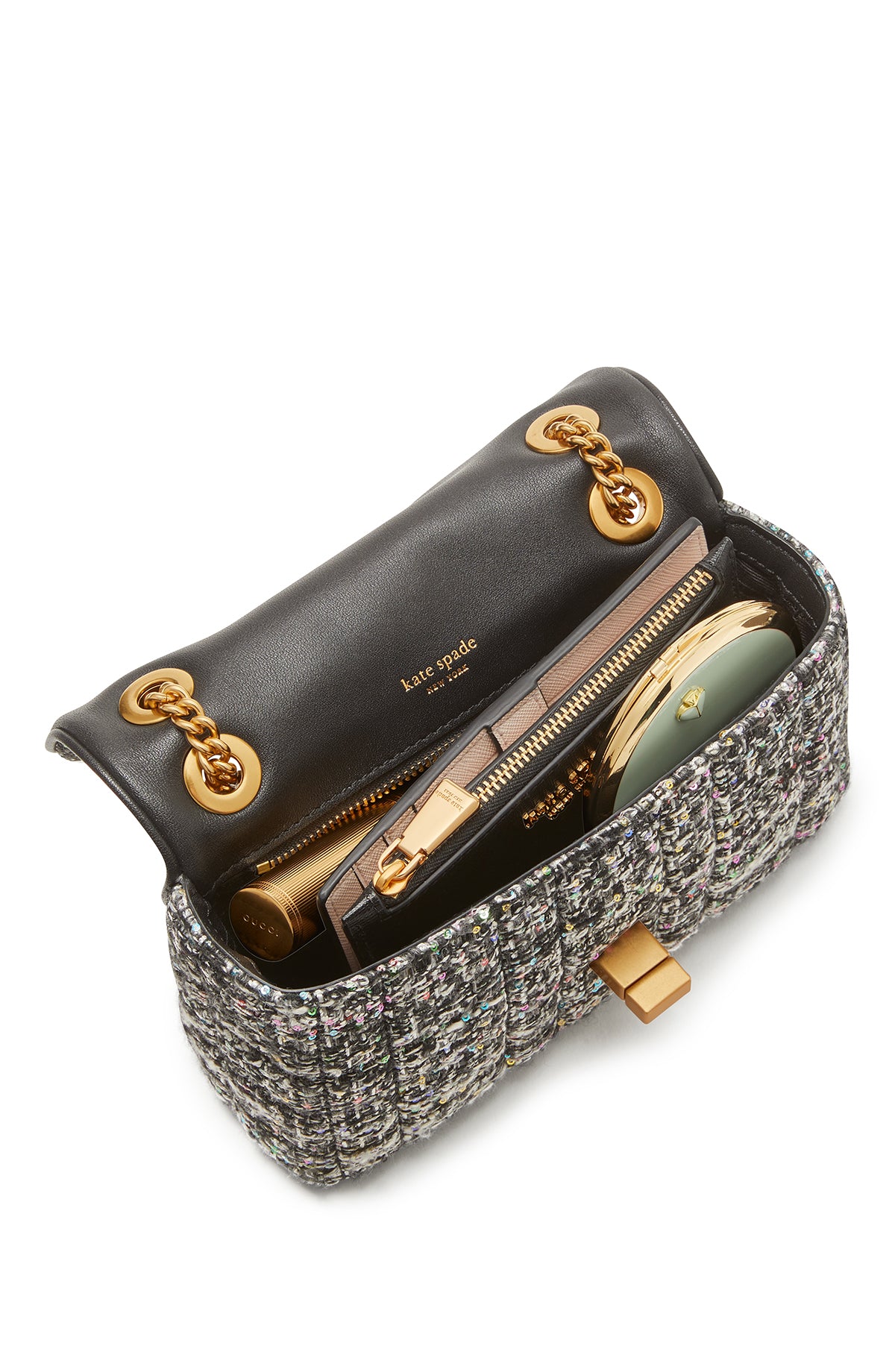 evelyn sequin tweed small shoulder crossbody