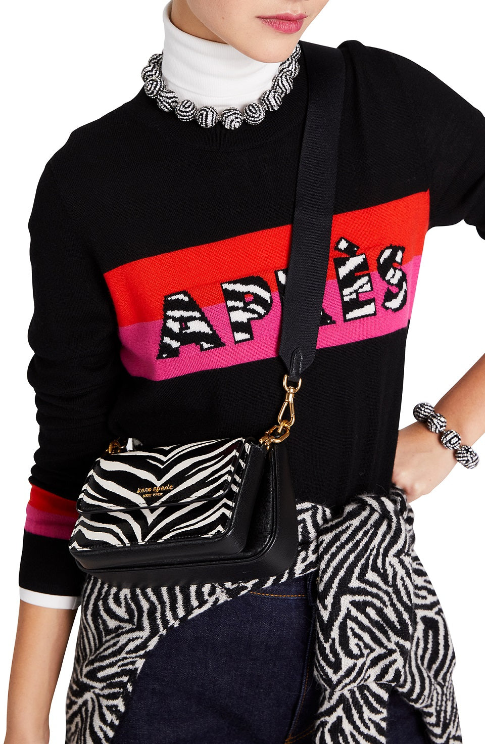 morgan zebra embossed double up crossbody