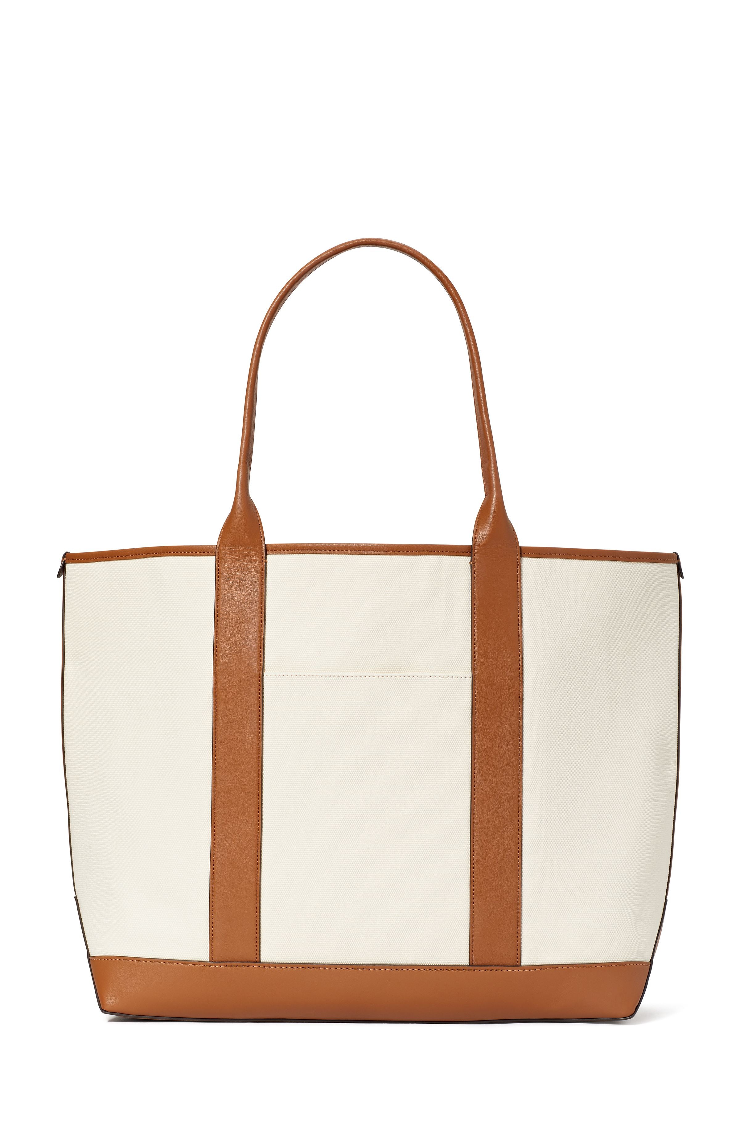 KB956-racing stripe canvas large tote-Dark Brown Multi
