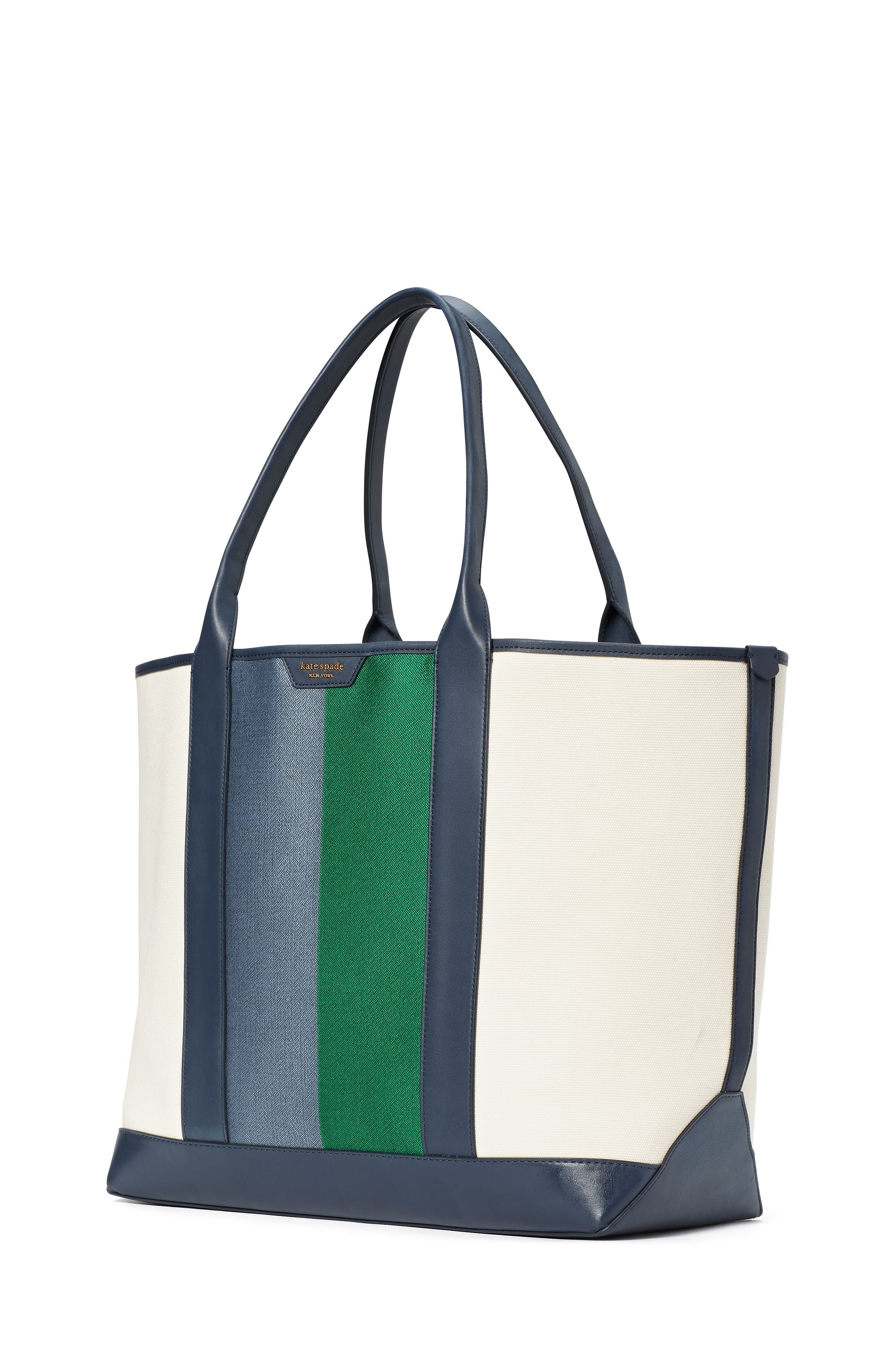 KB956-racing stripe canvas large tote-Blazer Blue Multi