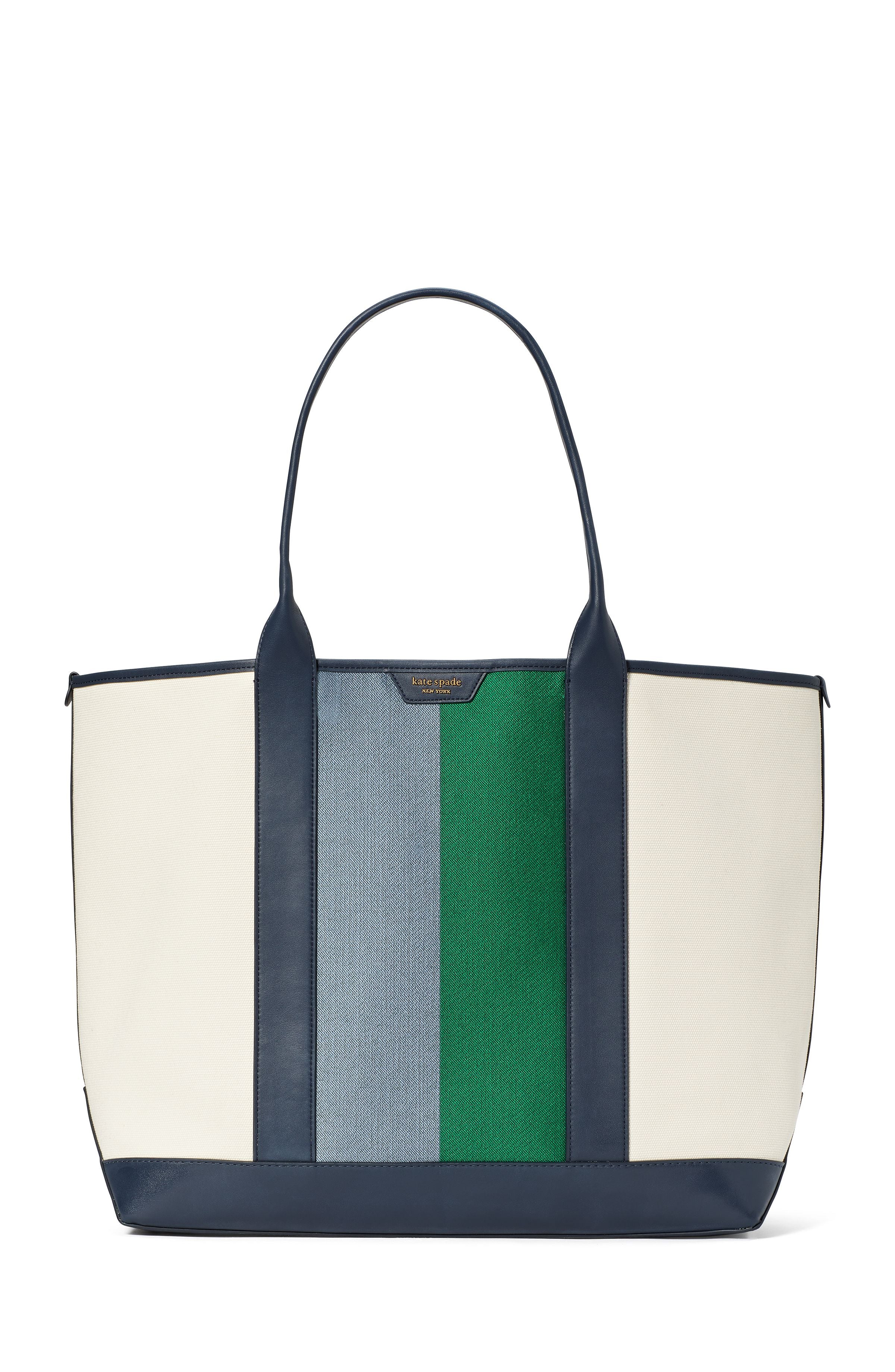KB956-racing stripe canvas large tote-Blazer Blue Multi
