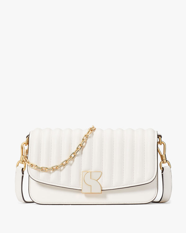 KC932-Dakota Trapunto Medium Convertible Shoulder Bag-Cream