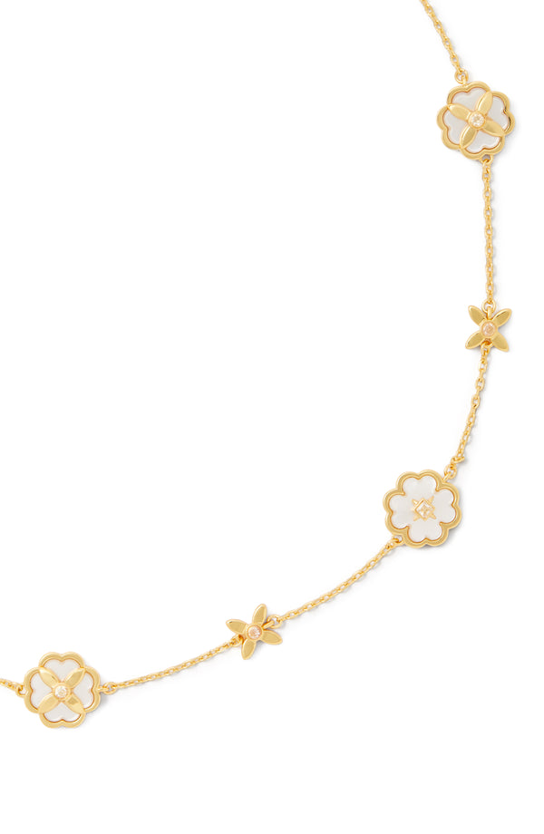 KD304-heritage bloom scatter necklace-Cream/Gold