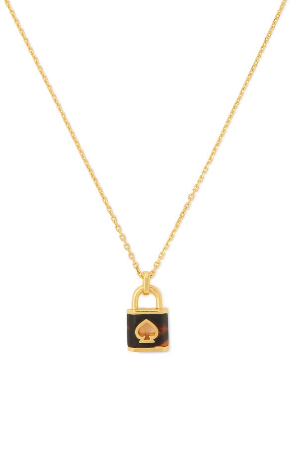 KD318-lock and spade mini pendant-Gold/Tortoise
