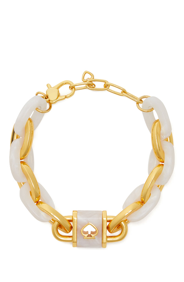 KD328-lock and spade link bracelet-White Gold