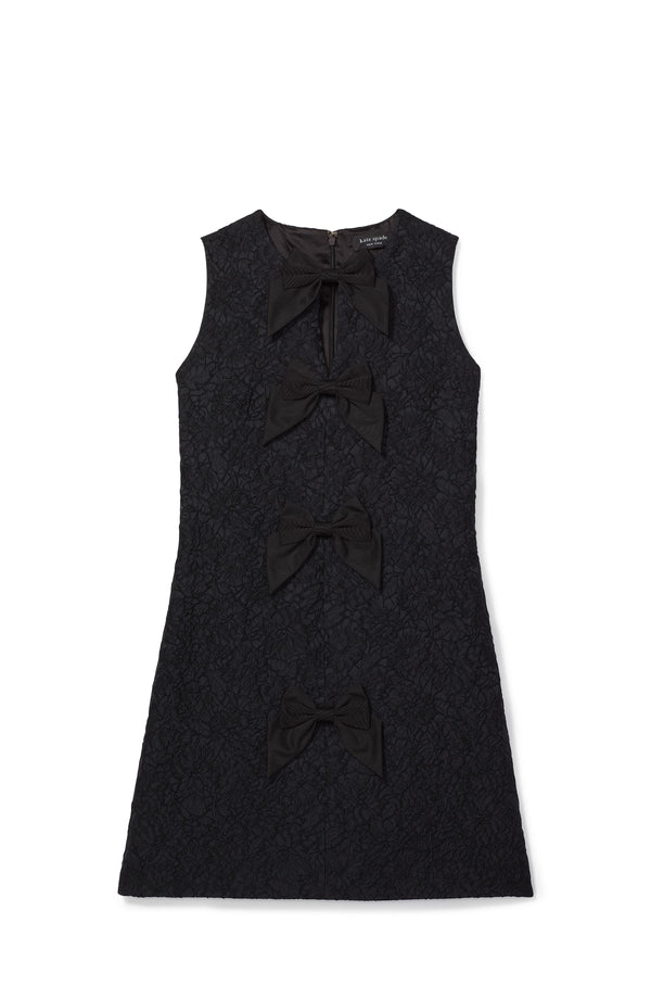 KD553-festive brocade lace bow dress-Black