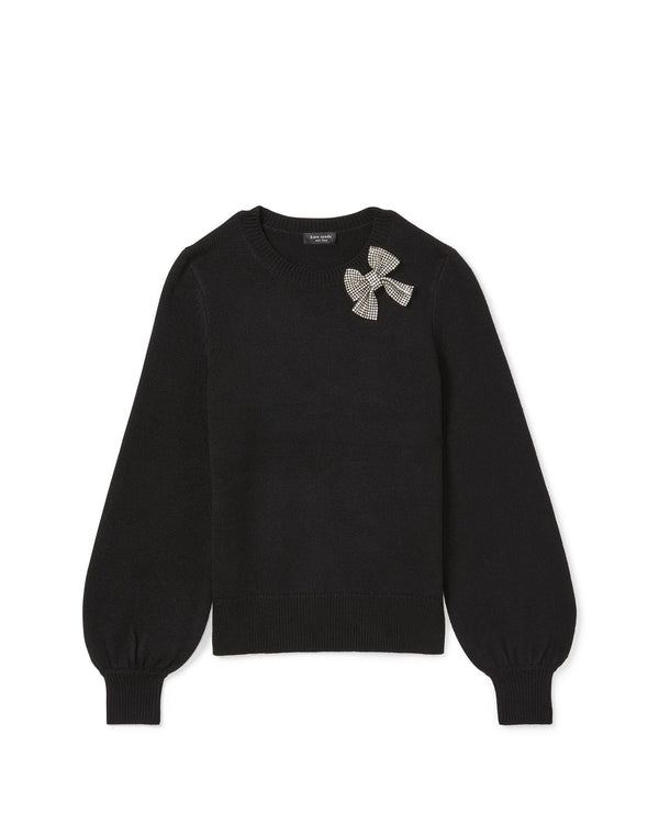 KD562-embellished bow sweater-Black