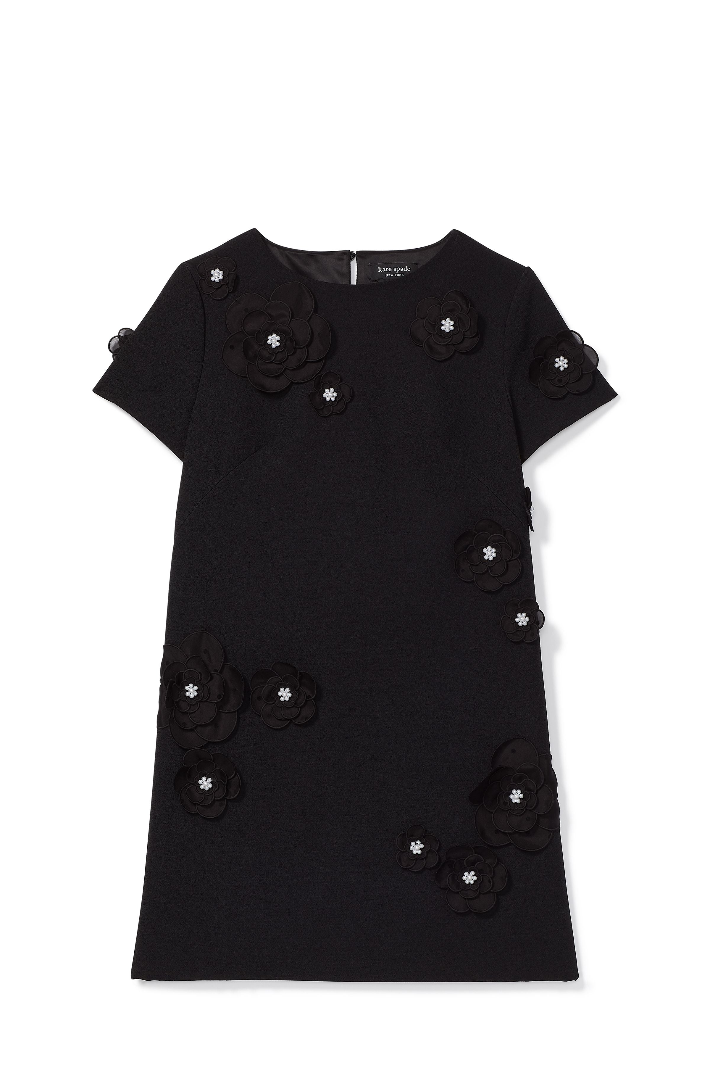 KD577-organza flower shirtdress-Black