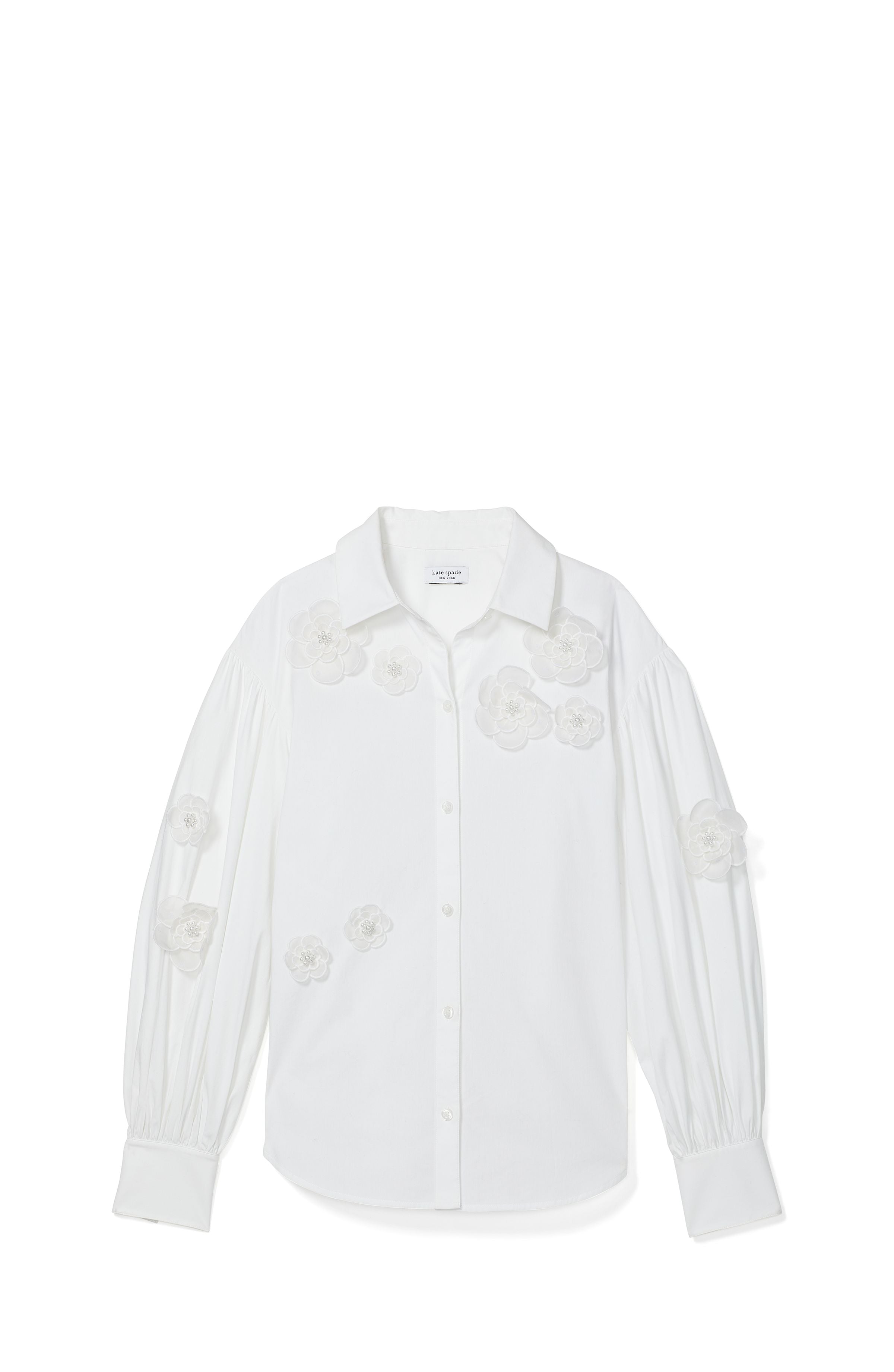 KD594-organza flower andie shirt-Fresh White