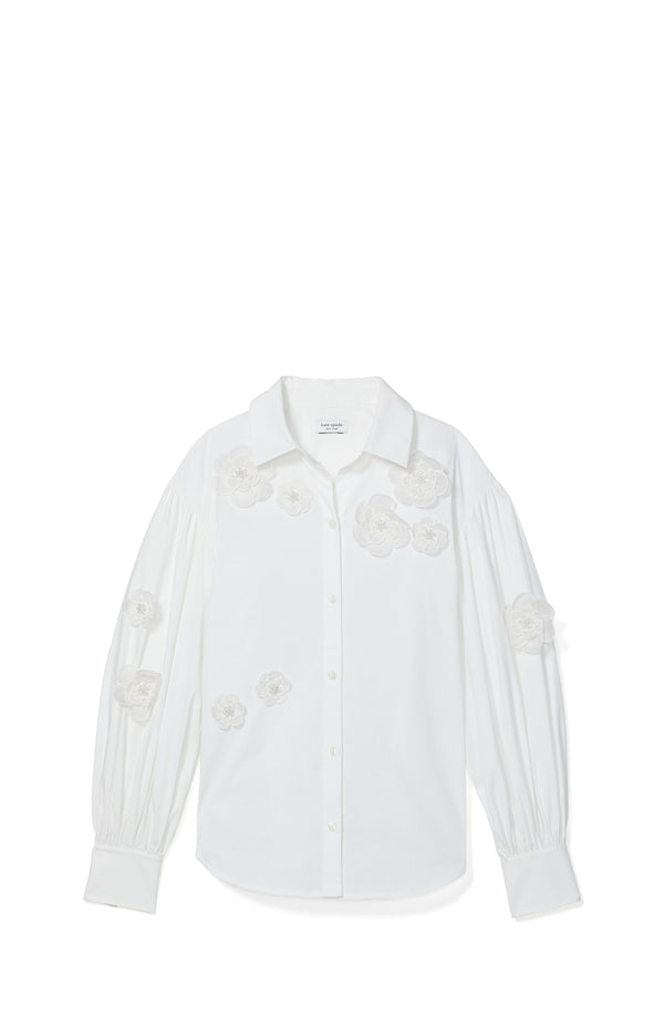 KD594-organza flower andie shirt-Fresh White