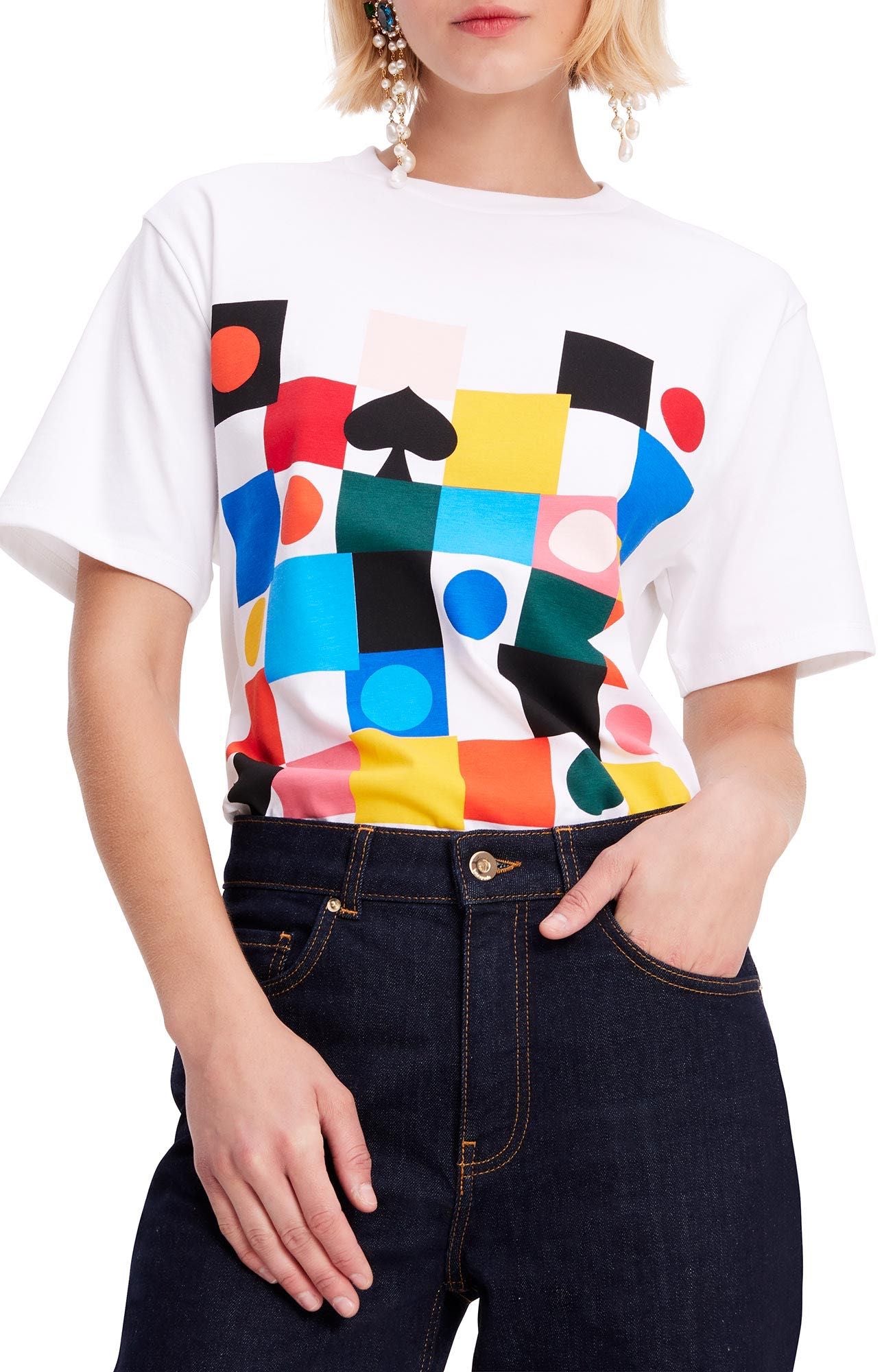 KD626-Multi Check Tee-Fresh White/Multi