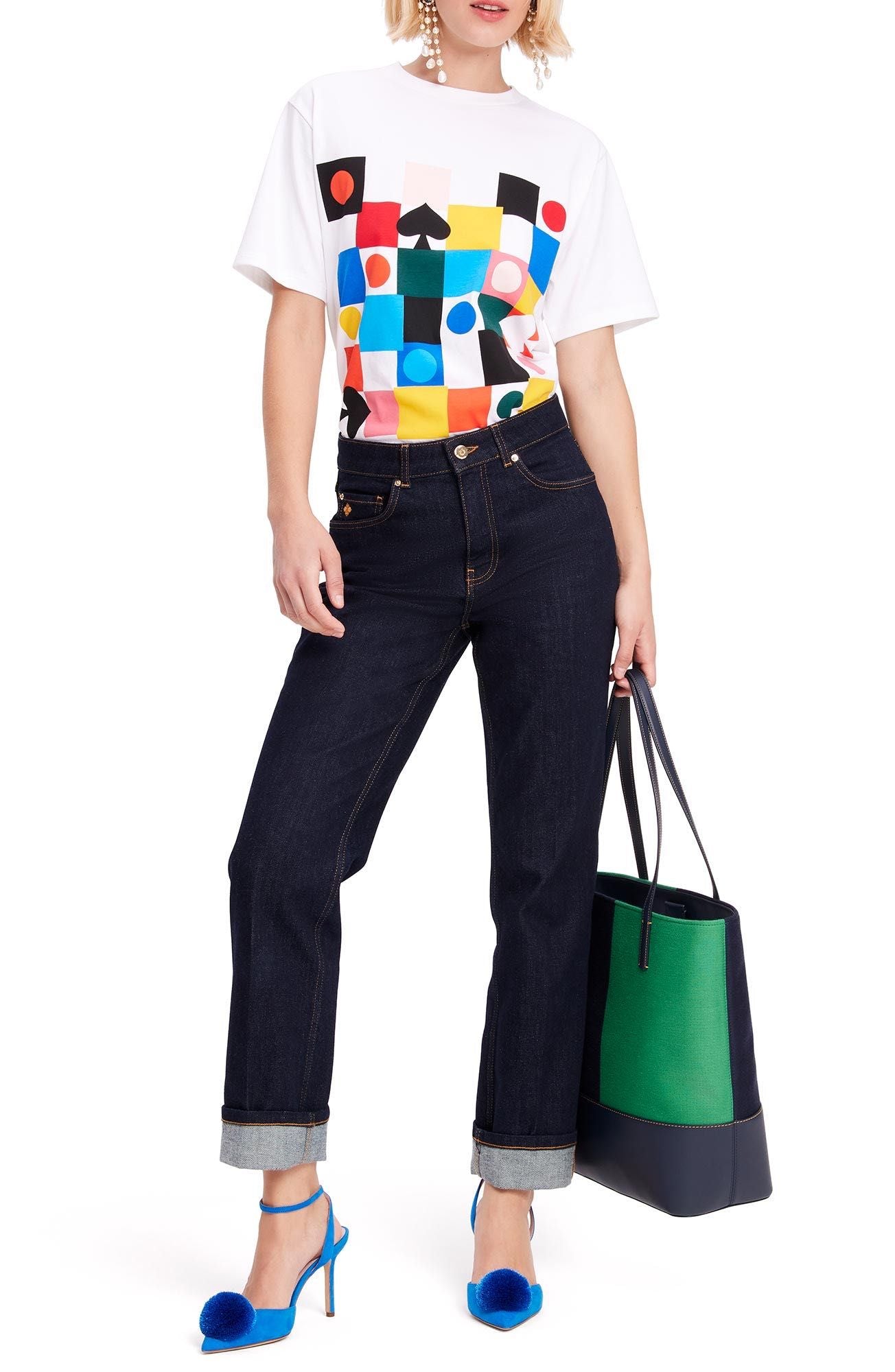 KD626-Multi Check Tee-Fresh White/Multi