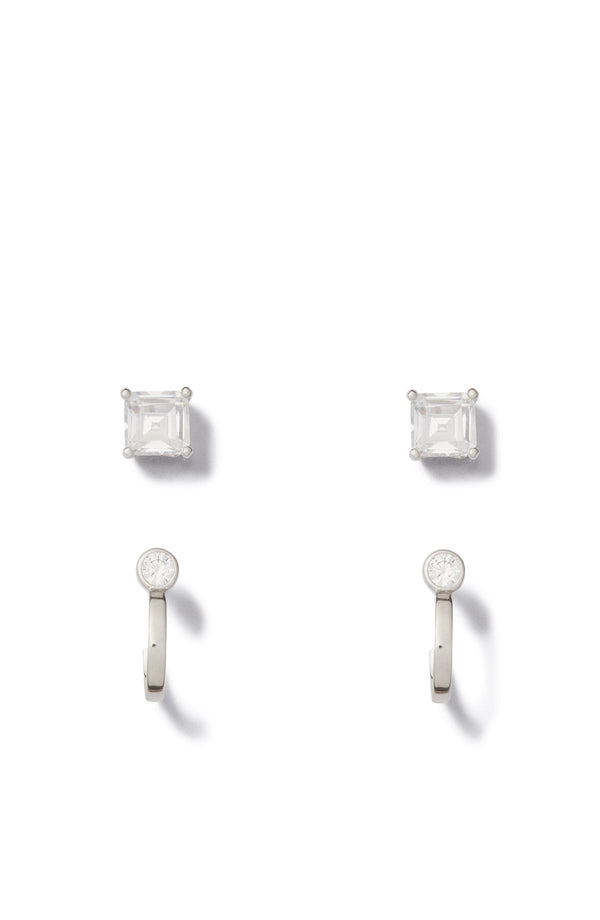 KD957-curated set earrings- Clear/Cream/Silver