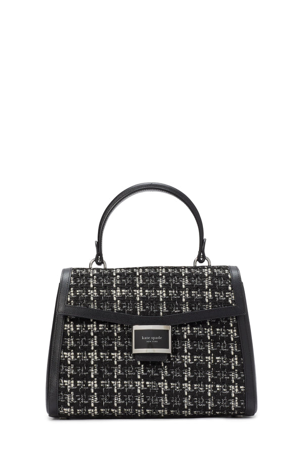 KE439-katy tweed medium top-handle bag-Black Multi