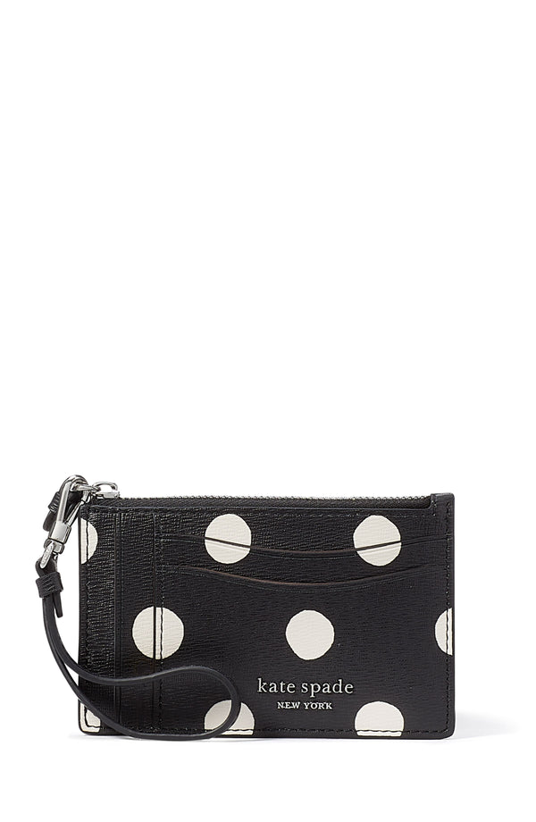 KF565-Morgan Sunshine Dot Card Case Wristlet-Black Multi