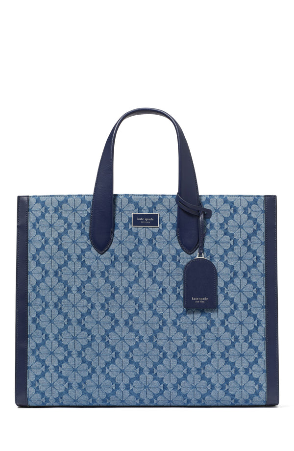 KF885-Spade Flower Jacquard Denim Manhattan Large Tote-Parisian Navy Multi