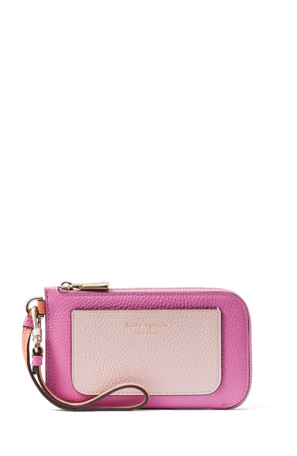 KF932-Ava Colorblocked Coin Card Case Wristlet-Echinacea Flower Mul