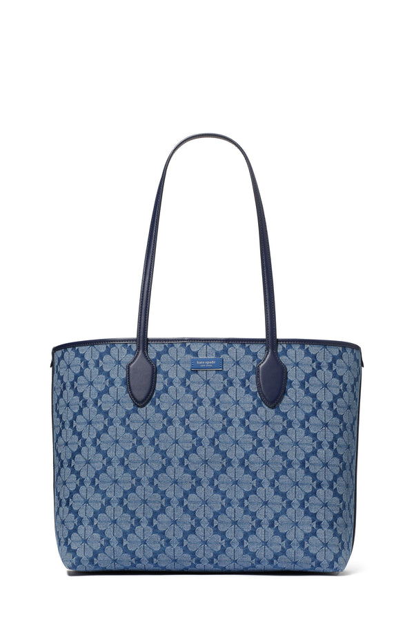 KF956-Spade Flower Jacquard Denim Bleecker Large Tote-Parisian Navy Multi