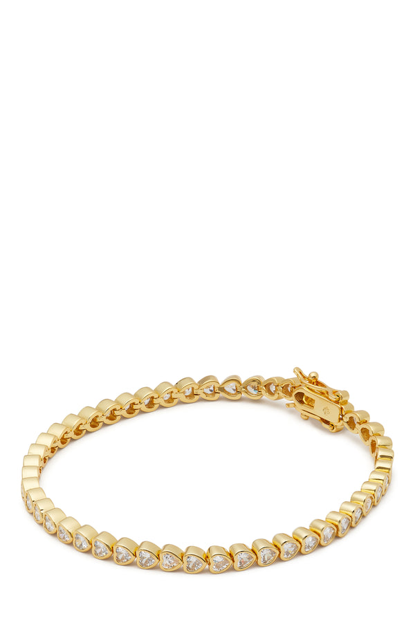KG288-Sweetheart Delicate Tennis Bracelet -Clear/Gold