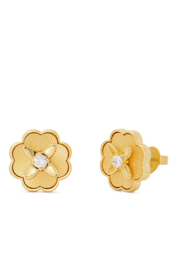 KG350-Heritage Bloom Studs -Clear/Gold