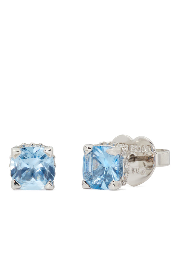 KG881-Little Luxuries 6mm Square Studs -Light Sapphire/Silve