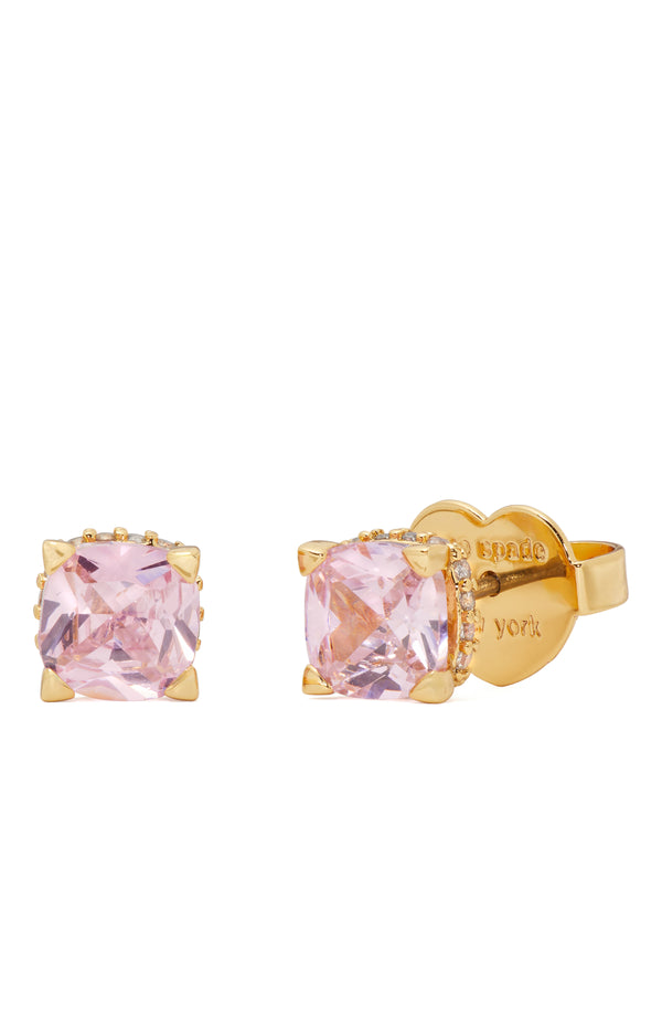 KG882-Little Luxuries 6mm Square Studs -Pink/Gold