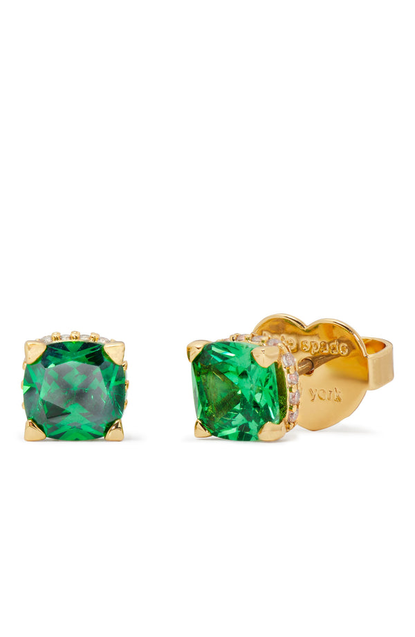 KG884-Little Luxuries 6mm Square Studs -Green/Gold
